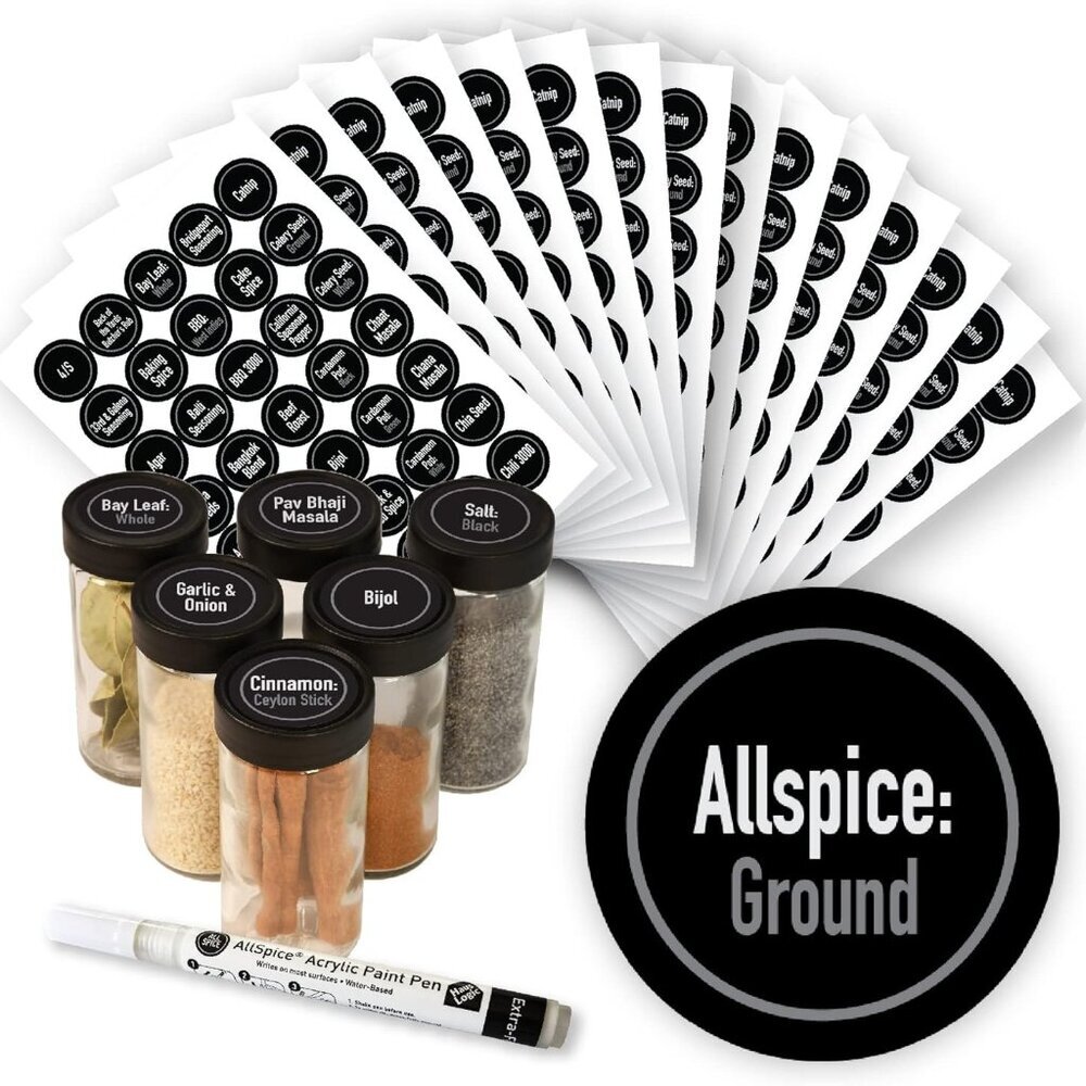 Ultimate Spice label Set 525 Preprinted Water Resistant Round Spice Jar Labels S